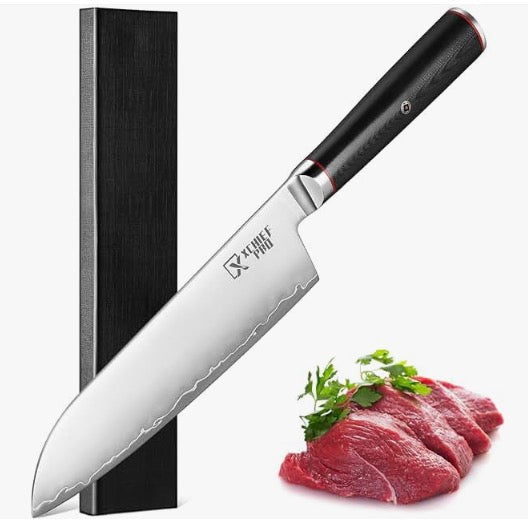 xchief pro  Nakiri Knife - 7" Razor Sharp Meat Cleaver, VG10 Alloy Stainless Core Kitchen Knife for Vegetable Cutting, Japanese Chef Knife for Home and Kitchen with Ergonomic G10 Handle