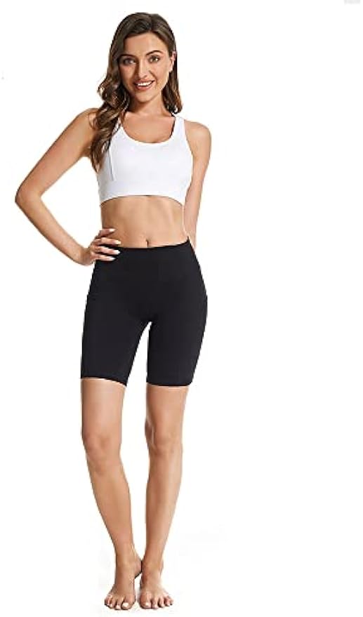 Stratuxx Kaze Women's 8" High Waist Biker Shorts Workout Yoga Shorts Running Gym Compression Spandex Shorts Side Pocket