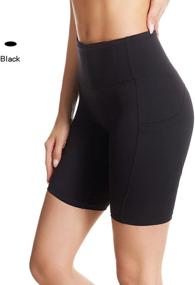 Stratuxx Kaze Women's 8" High Waist Biker Shorts Workout Yoga Shorts Running Gym Compression Spandex Shorts Side Pocket