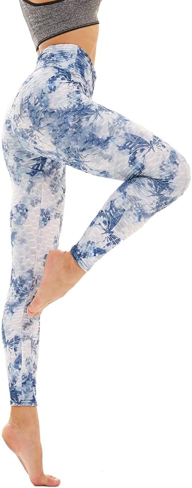 Women's Tie Dye High Waist Butt Lift Yoga Pants Printed Sweatpants Workout Sports Leggings