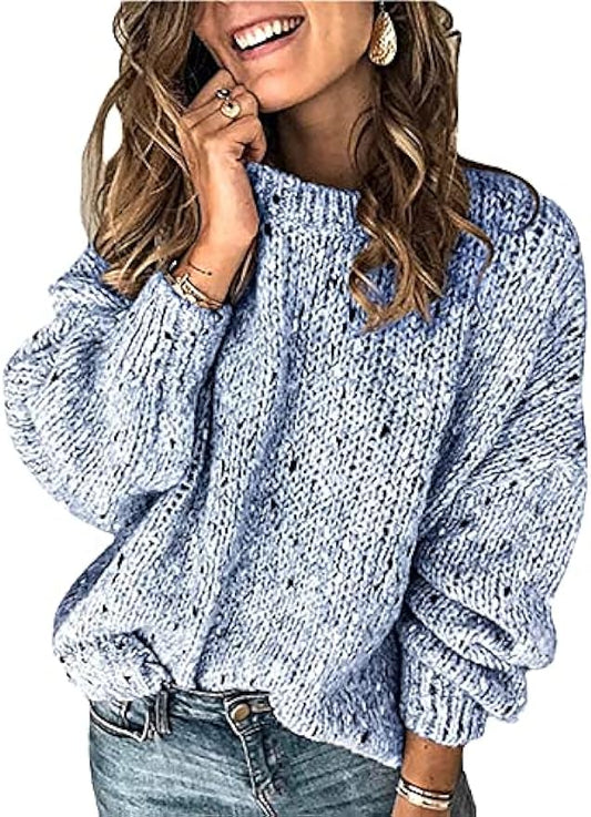 Womens Sweater Crewneck Pullovers Sweater for Women Winter Fashion Boxy Crewneck Sweater Winter Fits(Size:S-XXXL)