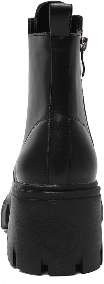 Stratuxx Kaze Women’s Ankle Booties Causal Lace-up with Side Zipper 5cm Block Heel Combat Boots Black, Sand