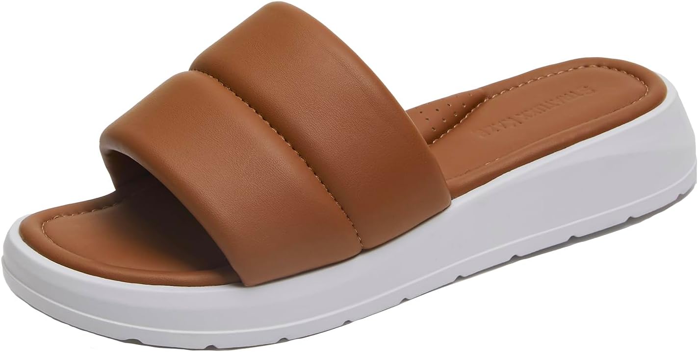 Women's Soft Memory Foam Padded Platform Sandals with Comfort Arch Support for Summer Ultra Cushion Sandals Size 6-11