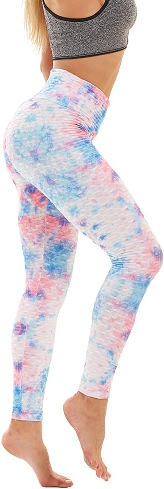 Women's Tie Dye High Waist Butt Lift Yoga Pants Printed Sweatpants Workout Sports Leggings