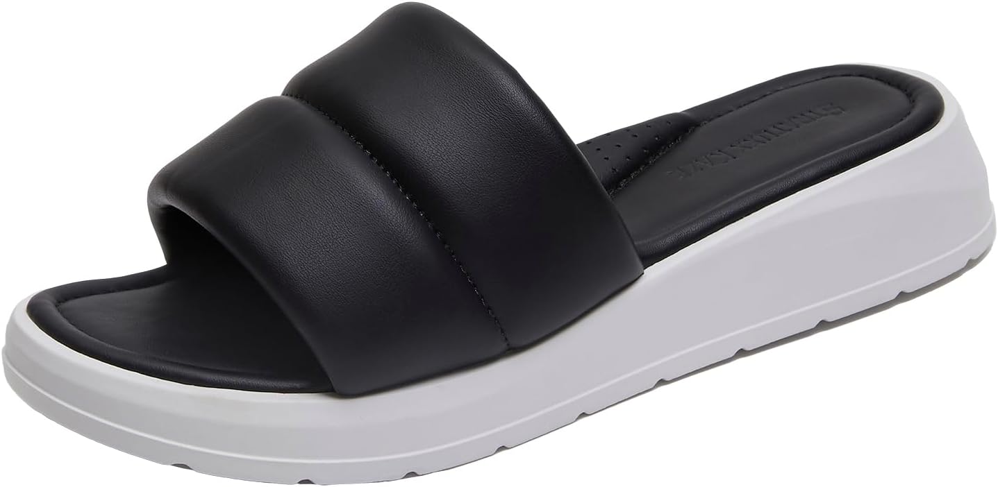 Women's Soft Memory Foam Padded Platform Sandals with Comfort Arch Support for Summer Ultra Cushion Sandals Size 6-11