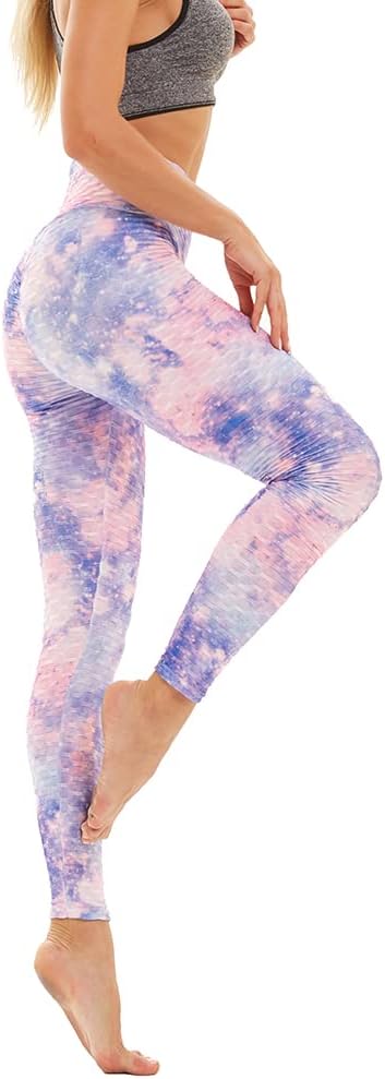 Women's Tie Dye High Waist Butt Lift Yoga Pants Printed Sweatpants Workout Sports Leggings