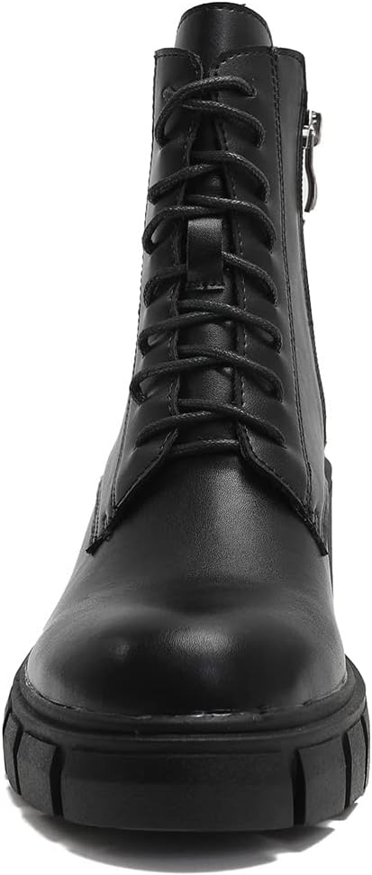 Stratuxx Kaze Women’s Ankle Booties Causal Lace-up with Side Zipper 5cm Block Heel Combat Boots Black, Sand