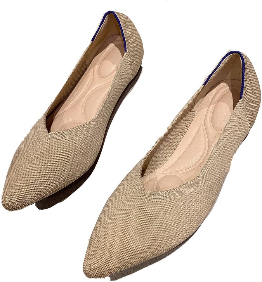 Stratuxx Kaze Women's Ballet Flats, Women Knitted Flats Shoes,Women Pointed Toe Flats, Comfortable Women's Flats, Memory Foam Slip on