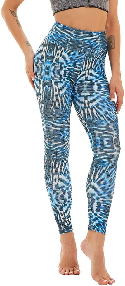 Women's Tie Dye High Waist Butt Lift Yoga Pants Printed Sweatpants Workout Sports Leggings