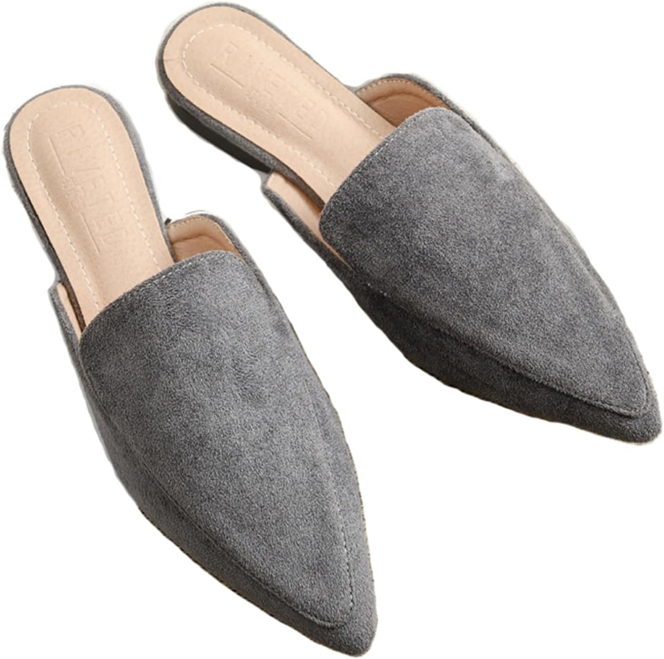 Stratuxx Kaze Women's Pointed Toe Mules Slip On Flats Mules Backless Flat Mule for Women Size 6-9