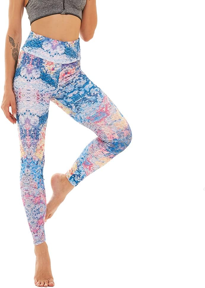 Women's Tie Dye High Waist Butt Lift Yoga Pants Printed Sweatpants Workout Sports Leggings