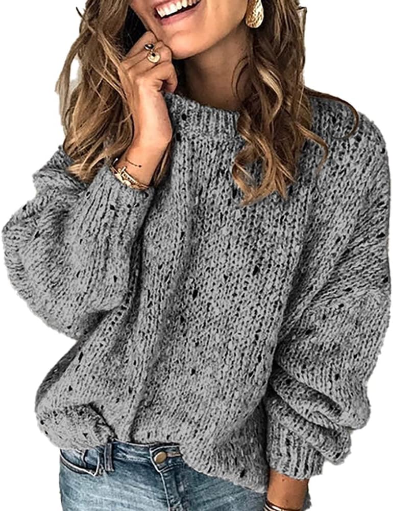 Womens Sweater Crewneck Pullovers Sweater for Women Winter Fashion Boxy Crewneck Sweater Winter Fits(Size:S-XXXL)