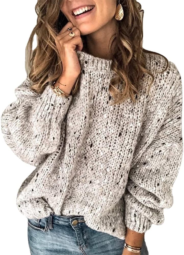 Womens Sweater Crewneck Pullovers Sweater for Women Winter Fashion Boxy Crewneck Sweater Winter Fits(Size:S-XXXL)