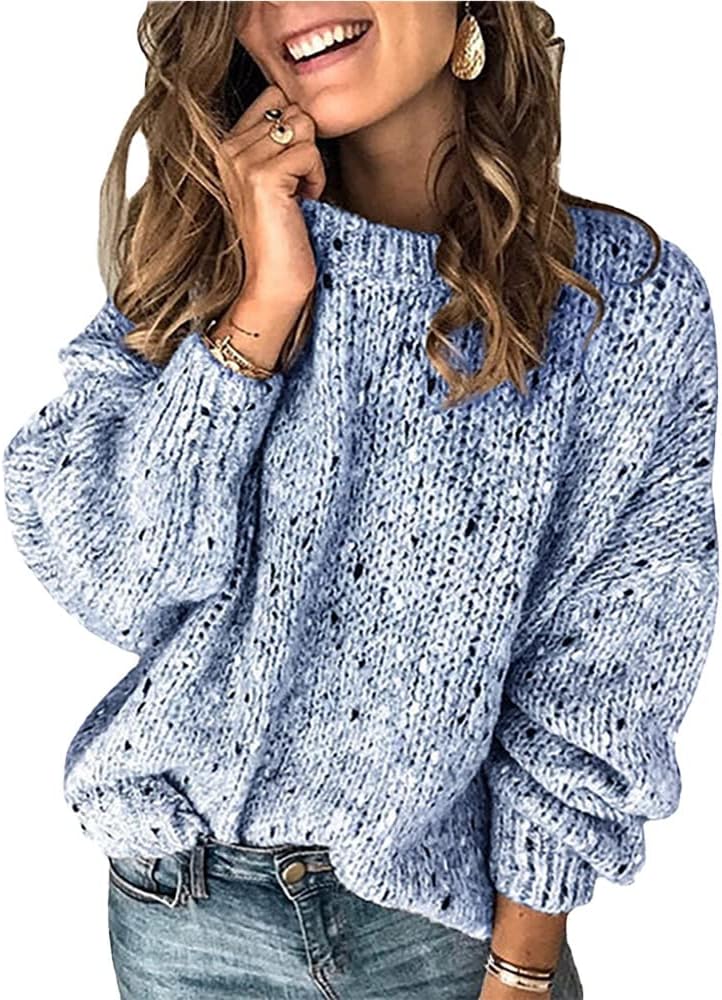 Womens Sweater Crewneck Pullovers Sweater for Women Winter Fashion Boxy Crewneck Sweater Winter Fits(Size:S-XXXL)