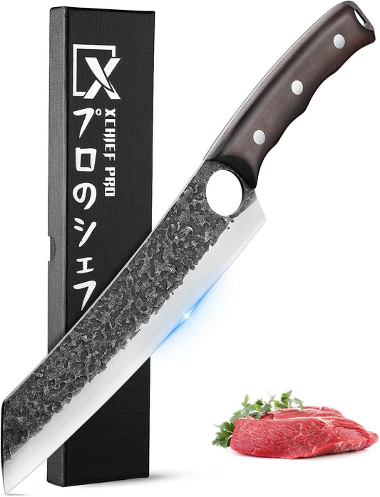 xchief pro 8.35'' Kiritsuke Chef Knife - Sharp Kitchen Knife for Meat Cutting, Japanese High-Carbon Steel Cooking Knife, Full Tang Design Butcher Knife, Kitchen Gadgets with Premium Gift Box