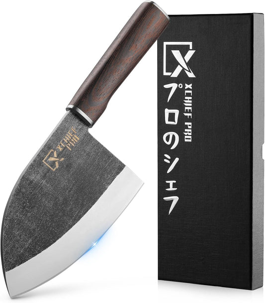 Xchief Pro 6.6'' Meat Cleaver - Serbian Chef Knife, Sharp Butcher Knife for Meat Cutting, Japanese High-Carbon Kitchen Chopping Knife for BBQ, Gift Idea, Cooking Knife with Premium Gift Box